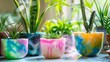 © Justlight - These retro plastic planters pay homage to the 90s with their funky tiedye design sure to bring a sense of nostalgia to your plant collection.