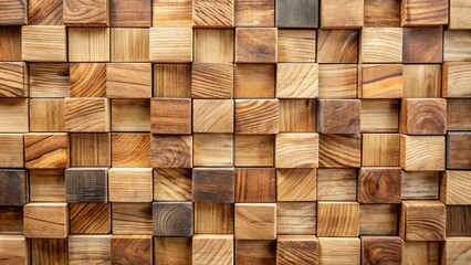 Aufkleber - A harmonious arrangement of wood blocks, showcasing the natural beauty of grain patterns and color variations.
