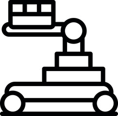 Poster - Mobile lifting platform carrying cargo, line icon representing warehouse automation and efficiency