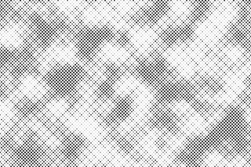Aufkleber - Grunge halftone gradient background. Faded grit noise texture. White and black sand wallpaper. Retro pixelated backdrop. Anime or manga style comic overlay. Vector graphic design textured template