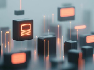 A computer screen with a large orange square on it