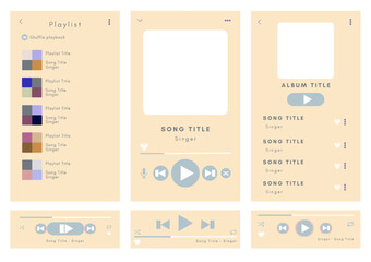 Wall Mural - mockup template for music player and playlist display for the mobile application. music playlist tem
