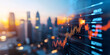 © DOUGLAS - dynamic city skyline merges with financial data, reflecting economic growth and urban development. vibrant scene captures essence of modern business and technology