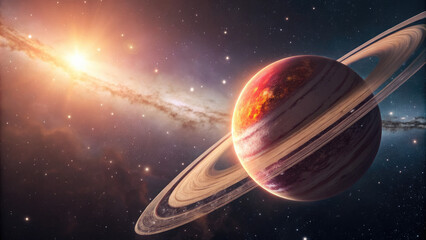 Wall Mural - close-up of glowing planet disk floating in space, serene beauty of the universe with ample copy spa