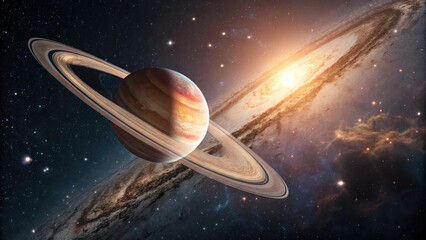 Wall Mural - close-up of glowing planet disk floating in space, serene beauty of the universe with ample copy spa