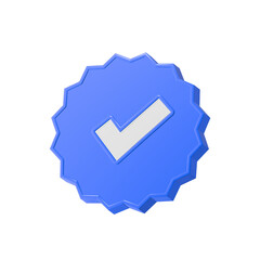 Wall Mural - modern 3d verified icon. check approve blue color