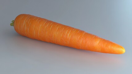 Wall Mural - A single, fresh carrot on a white background.