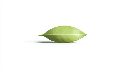 Wall Mural - a single, light green leaf isolated on a white background.