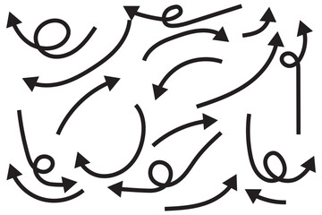 Wall Mural - arrow vector hand drawn sketch icon set. doodle sketch hand drawn direction element set. pencil dood