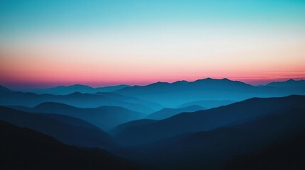 Wall Mural - Silhouette of mountains against twilight sky, dramatic scene capturing adventure and exploration in nature.