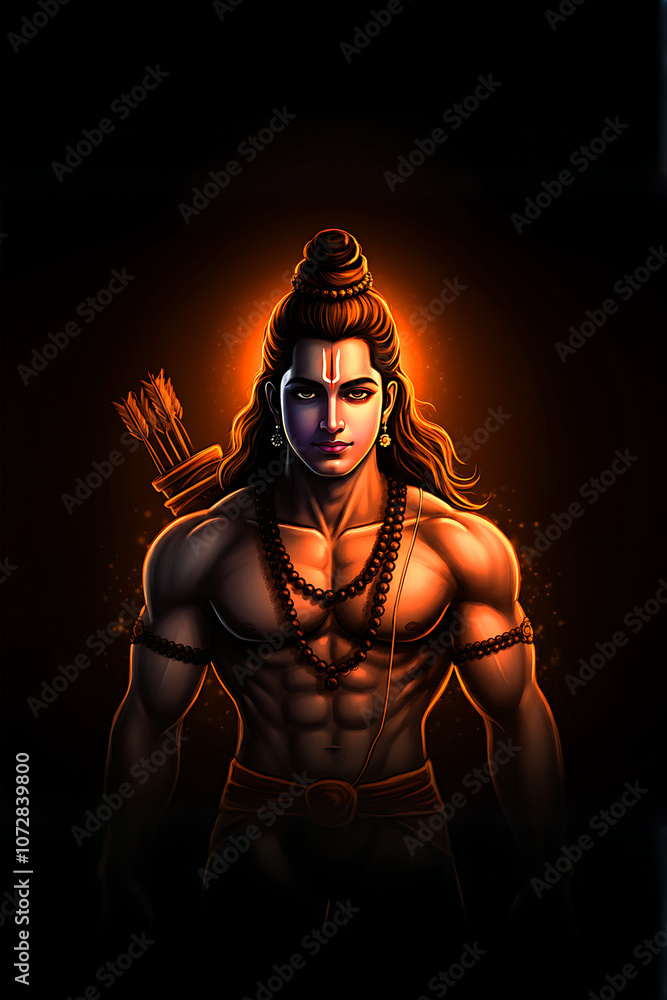 God Ram Color Glowing Lord Ram .Hindu Deity Rama .Illustration of Lord Ram glowing in ...