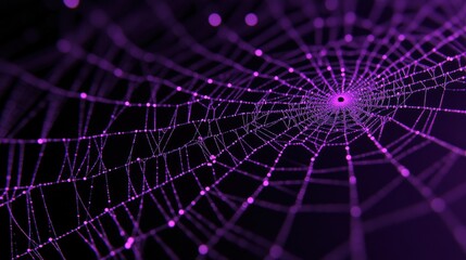 Dark purple and black fractal patterns radiating outward in an intricate web of abstract design.