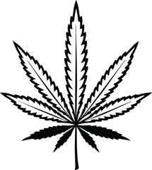 Wall Mural - Marijuana vector cannabis leaf weed icon, marijuana leaf silhouette