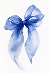 Wall Mural - Blue bow on white background