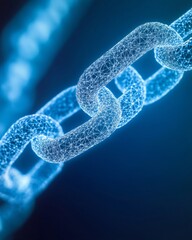 Poster - Futuristic Blockchain Network with Digital Chains and Nodes in Blue Tones