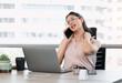 © peopleimages.com - Business, woman and phone call with neck pain of stress in office for corporate deadline, overworked or burnout. Professional, employee or contact client for project management, tension or frustrated