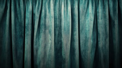 Sticker - Velvet curtains in soft teal, capturing the rich texture and soft shadows in fine detail