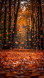 © Akharadat - Stunning landscape photography, vibrant autumn forests with falling leaves, capturing the warmth and colors of fall, in high-definition