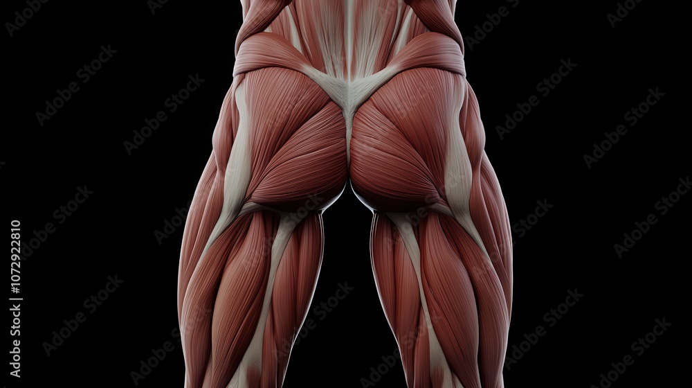 Human Anatomy Illustration of the Gluteus Maximus and Hamstring Muscles ...