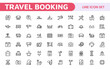 © artnazu - Travel Booking Icon Set. Stylish and user-friendly icons for enhancing travel apps, websites, and services, perfect for streamlining flight searches, hotel bookings, and adventure planning.