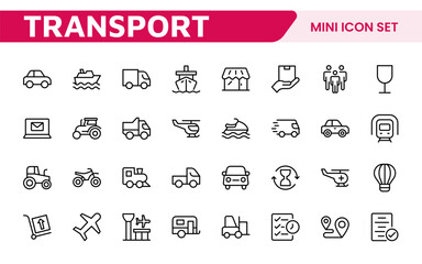 Transport & Logistics Icon Collection. High-Quality Icons for Shipping, Delivery, Freight, Fleet Management, Cargo Handling, and Supply Chain Optimization