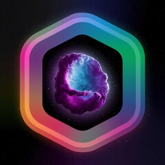 Wall Mural - 
an image of a nebula with a rainbow  border