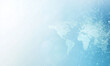 © The Pixel Store - A light blue background with a digital world map and global network connections, representing the concept of international business or connectivity, Ai
