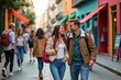 ©  S u n n y B u n n y - Couple enjoying a lively stroll on a colorful city street