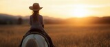 Child riding a gentle pony in an open field, sunset glow, peaceful countryside ambiance, joyful moment