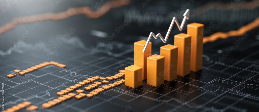stylized digital bar graph showing a steady increase... Visualize growth a digital bar chart showcasing rising trends in data ...