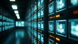 © MiddleMay - A futuristic data center featuring rows of servers with illuminated screens, conveying a high-tech environment and advanced technology.