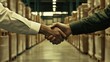 © Antonster - Close-up handshake between manager and worker in a warehouse during business collaboration
