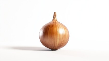 Wall Mural - a whole, unpeeled, brown onion on a white background.