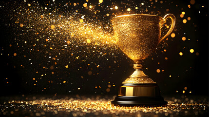 Wall Mural - Golden Trophy with Glitter, Realistic Image