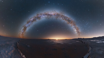 A large, glowing arc of light in the sky
