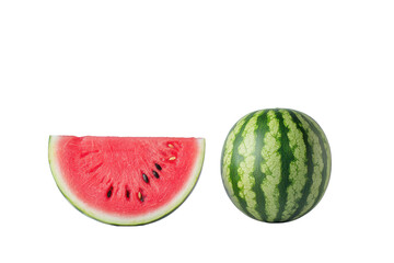 Wall Mural - Watermelon slice and whole watermelon isolated transparent background  on transparent background