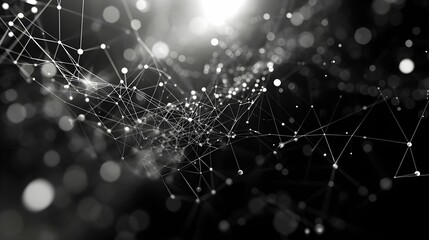 digital wave flow with particles and data points with abstract dots and lines for tech processe , da