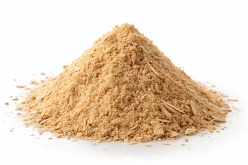 Pile of Sugarcane Bagasse Isolated on White Background, Perfectly Composed Using the Rule of Thirds for a Clean and Minimalistic Stock Photo Displaying Natural Fibers