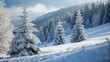 © Supittra - Serene Winter Landscape with a Group of Snow-Covered Trees Emphasizing Tilt-Shift Photography Technique for a Dreamlike Effect in a Snowy Environment