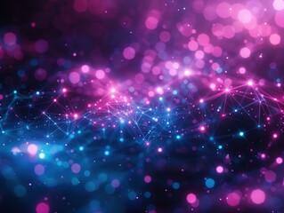 Wall Mural - abstract digital background with glowing lines and dots. ai.
