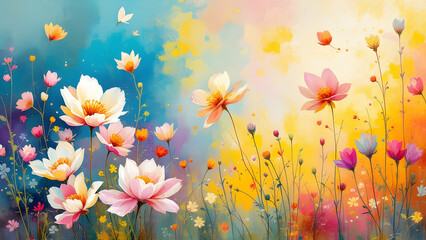 Wall Mural - spring flowers background