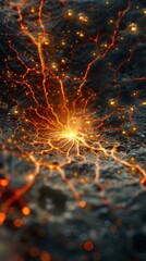 Wall Mural - a fiery abstract pattern with glowing orange lines. ai.