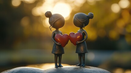 Sticker - Couple Holding Heart Statue