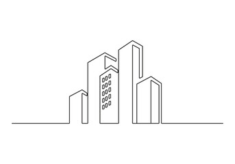 Wall Mural - City building continuous single line drawing vector illustration