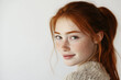 © luismolinero - Young pretty redhead girl over isolated white background