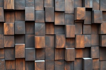 Canvas Print - Wooden Block Wall Close Up