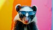 © creative - skunk on a mixed colorful background, vector art, digital art, faceted, minimal, abstract, panorama background.