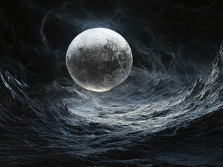 Wall Mural - full moon in dark sky
