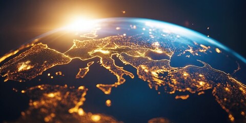 Wall Mural - close-up of planet with lights