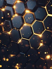 Wall Mural - Hexagonal shapes on black